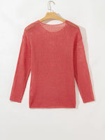 Crochet Hollow Out Long Sleeve Knit Top