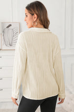 Textured Collared Neck Long Sleeve Shirt