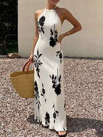 Floral Print Halter Neck Maxi Dress