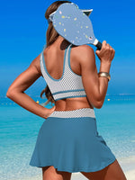 Scoop Neck Top and Skort Swim Set - Ladyez