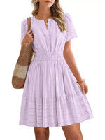 Short Sleeve Smocked Waist Tiered Dress