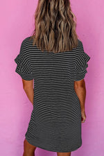 Casual Striped T-Shirt Dress with Pockets
