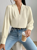 V Neck Long Sleeve Top - Ladyez