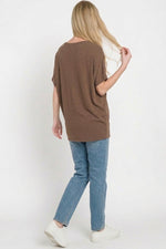 Zenana Hacci Dolman Sleeve Boat Neck Top