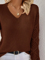 V-Neck Hollow-Out Sleeve Knit Sweater