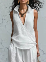 Full Size Sleeveless Top and Pants Two-Piece Set Plus Size