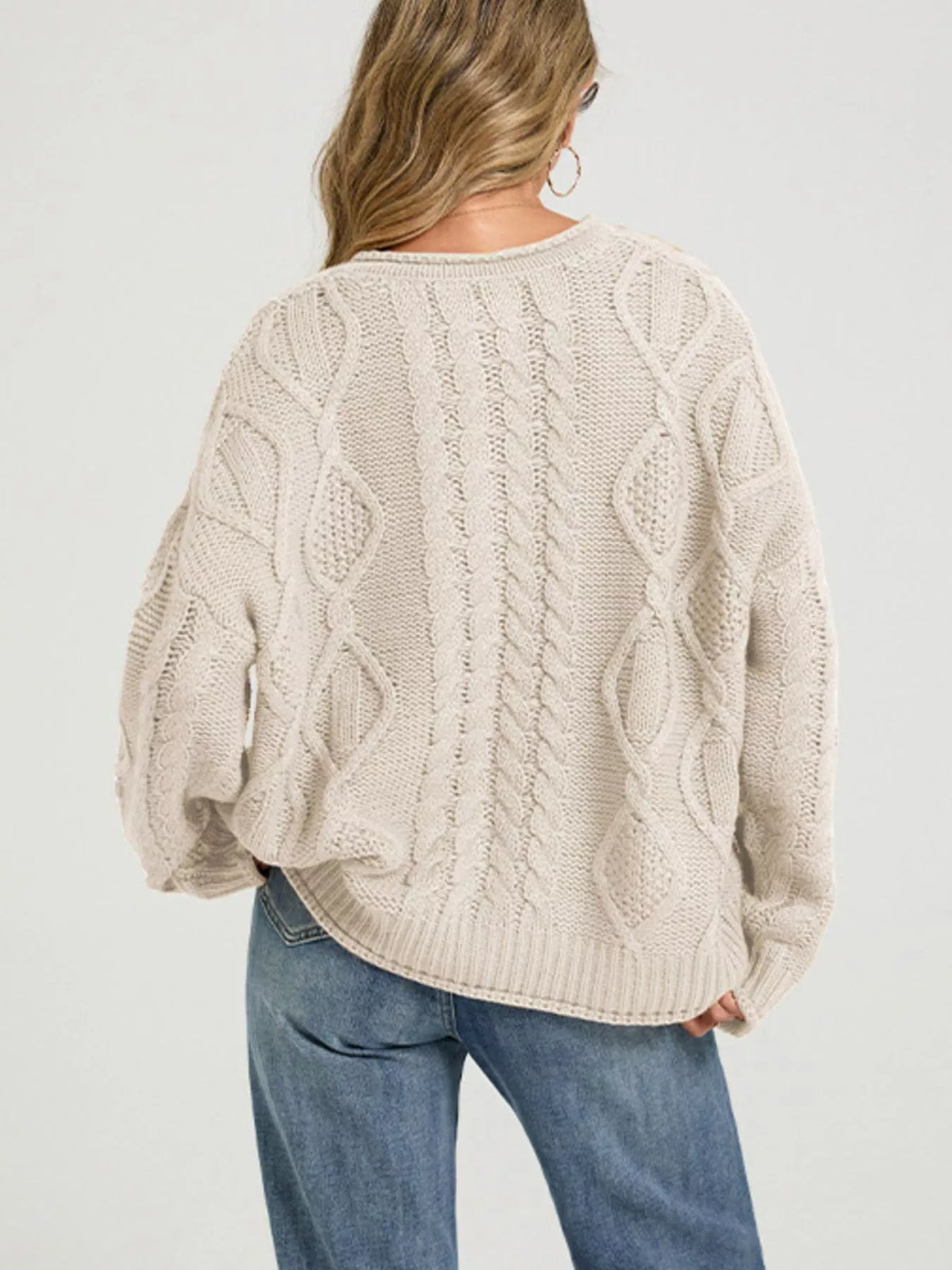 Cable-Knit Button-Down Cardigan