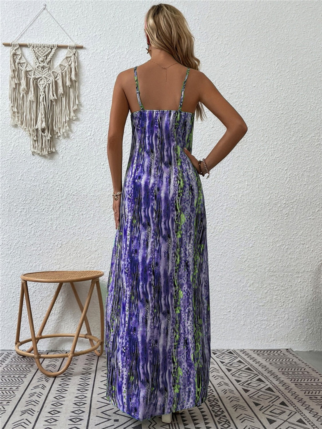 Full Size Printed Scoop Neck Maxi Cami Dress - Ladyez