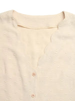 Swiss Dot Ruffled Button-Down Shirt