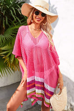 Angel Wings Rainbow Stripe Openwork Slit Cover-Up - Ladyez