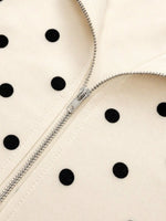 Polka Dot Half Zip Cropped Sweatshirt