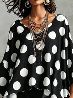 Polka Dot Asymmetrical Hem Blouse