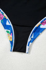 Floral Gingham Halter Neck Drawstring One Piece Swimwear - Ladyez