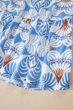 Tropical Botanic Print Flutter Sleeve Vacation Dress
