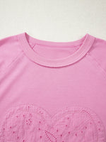 Heart Pattern Long Sleeve Patchwork Top