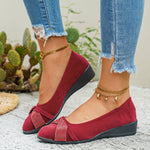 Rhinestone Embellished Wedge Slip-Ons