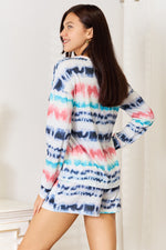Shiny Tie-Dye Dropped Shoulder Lounge Set - Ladyez