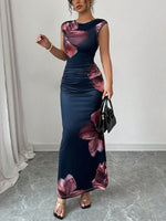 Floral Print Sleeveless Bodycon Maxi Dress - Ladyez