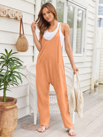 V-Neck Spaghetti Strap Jumpsuit - Ladyez