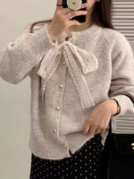 Lace Bowknot Knit Cardigan
