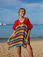 Angel Wings Cutout Striped Cover-Up with Tassel - Ladyez
