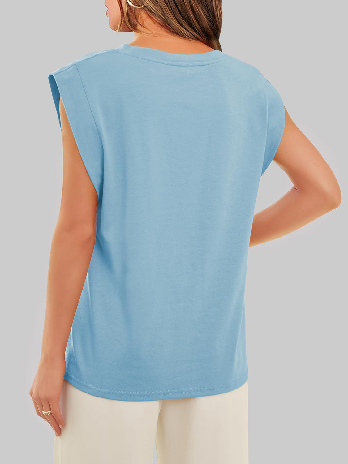Florira Round Neck Cap Sleeve T-Shirt - Ladyez