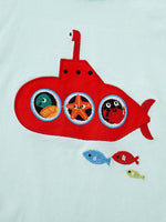 Children's Submarine Embroidered Round Neck Tee