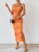 Printed Side Slit Tube Dress - Ladyez