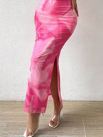 Printed Side Slit Tube Dress - Ladyez