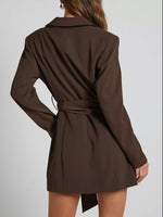 Lapel Collar Tie Waist Blazer