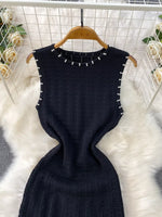 Textured Knit Sleeveless Midi Dress