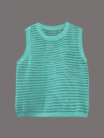 Openwork Round Neck Sweater Vest