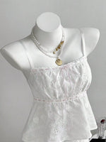 Lace Detail Eyelet Cami and Shorts Set