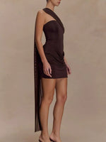 Asymmetrical One-Shoulder Ruched Mini Dress