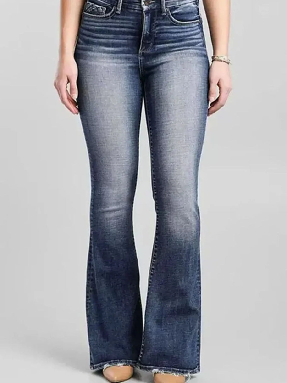 High-Rise Flare Gradient Wash Jeans - Ladyez