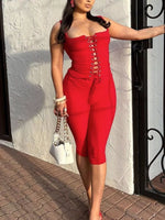 Lace-Up Tank and Capris Set