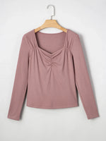 Ruched Front Long Sleeve T-Shirt