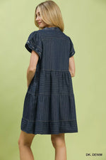 Umgee Chambray Tiered Babydoll Dress