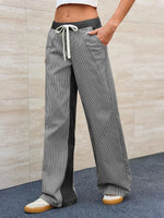 Striped Wide Leg Jeans - Ladyez