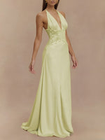 Halter Neck Lace Trimmed Maxi Dress