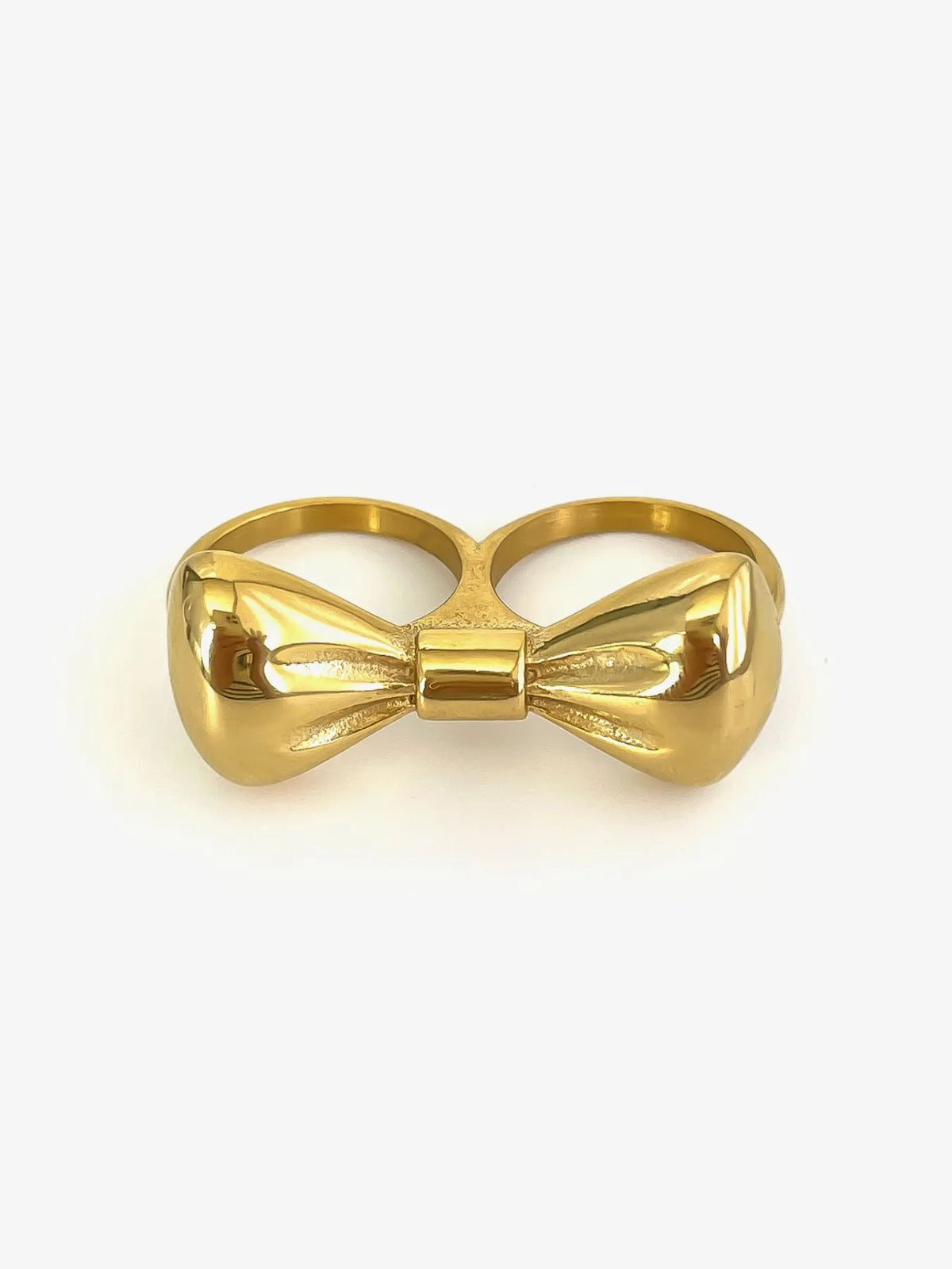18K Gold-Plated Stainless Steel Bow Ring - Ladyez