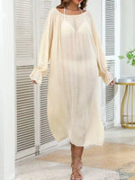 Backless Drawstring Back Flounce Sleeve Cover-Up - Ladyez