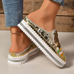 Sequin Round Toe Platform Loafers