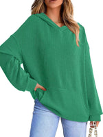 Ribbed Oversized Hoodie Sweatshirt with Pocket