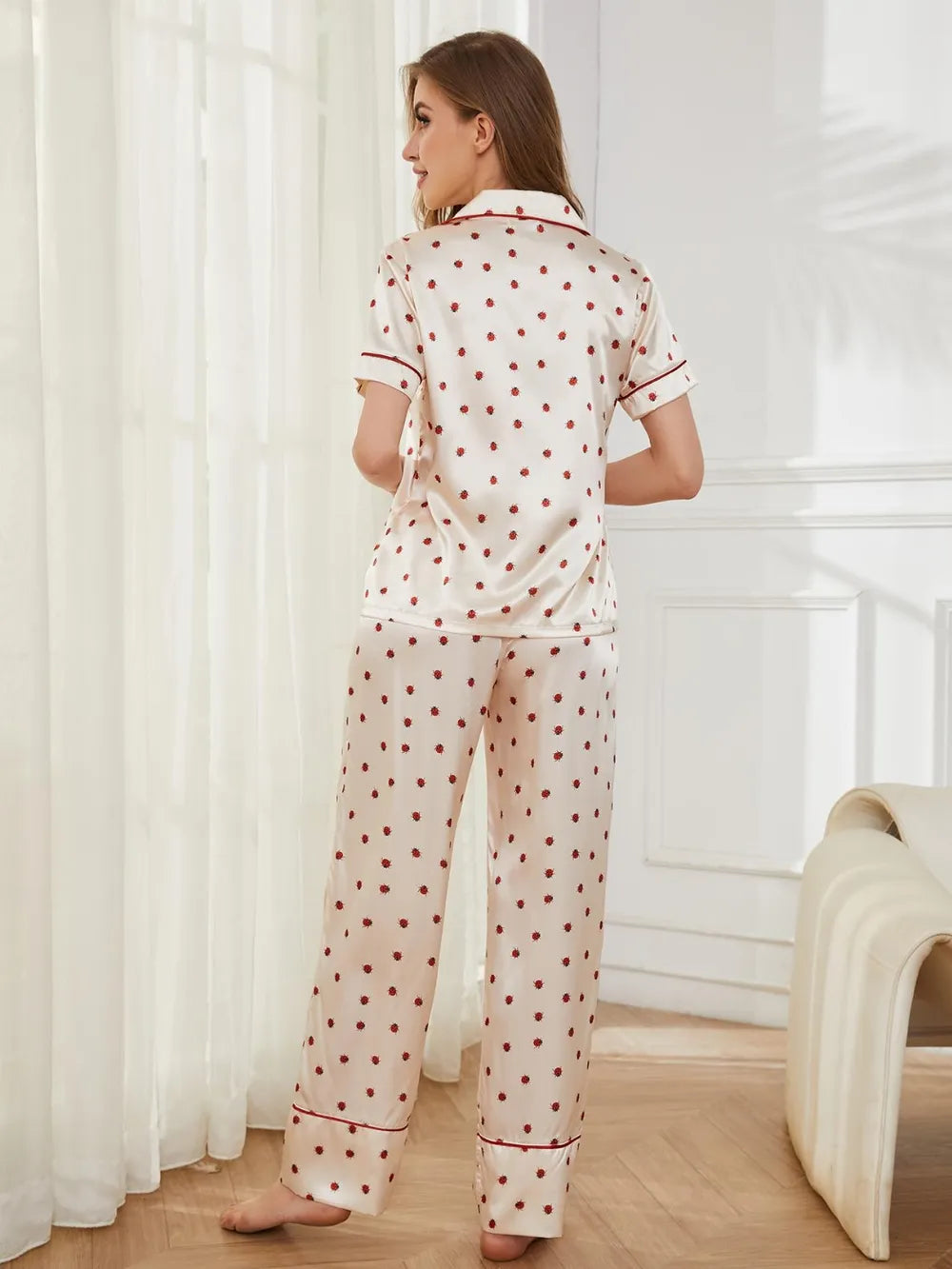 Contrast Piping Pocketed Top and Pants Lounge Set - Ladyez