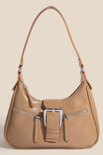 Fame Large Buckle Triple Zipper Hand Bag