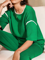 Contrast Trim T-Shirt and Drawstring Pants Set