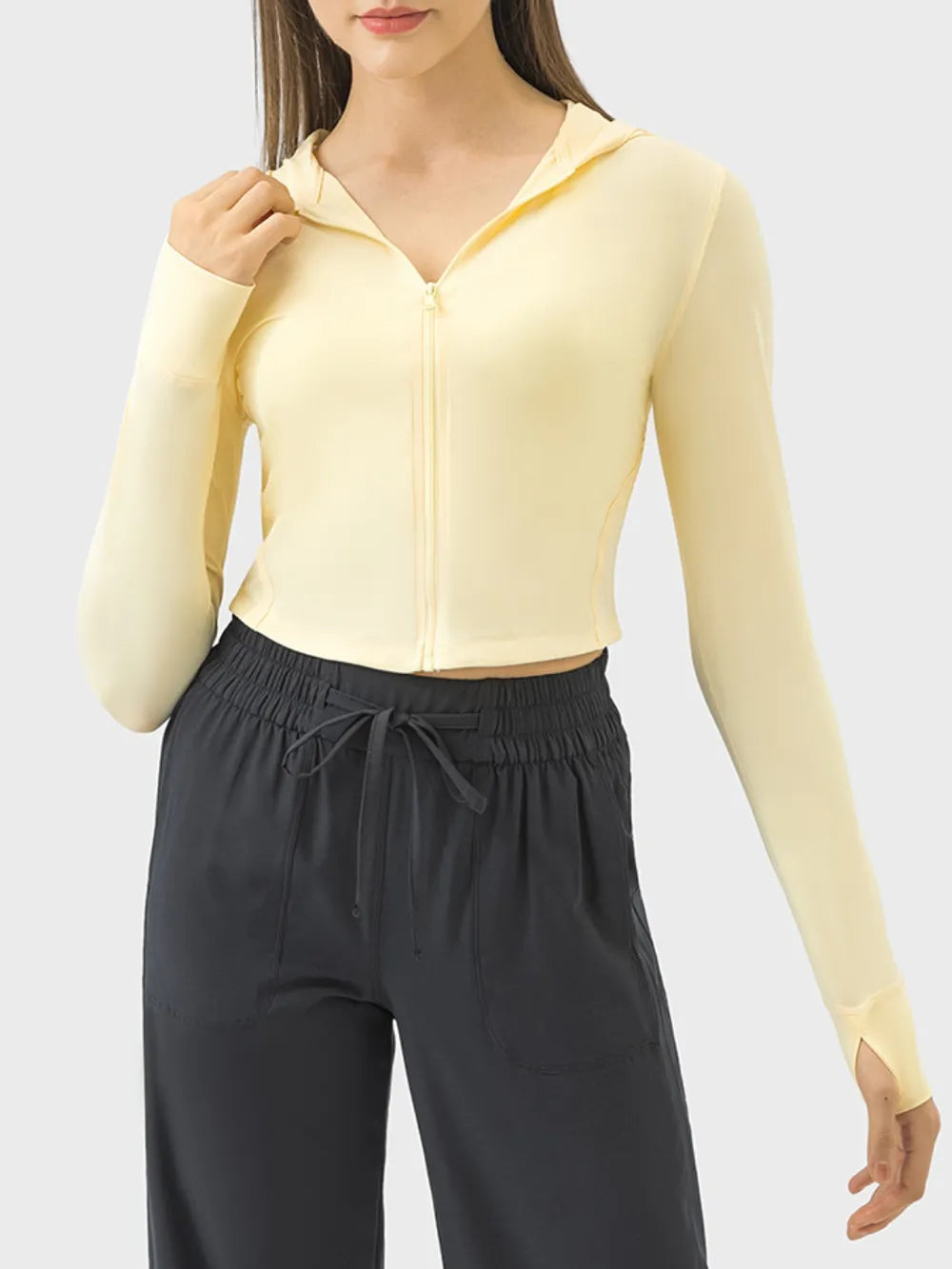 Millennia Zip Up Hooded Long Sleeve Active Outerwear - Ladyez