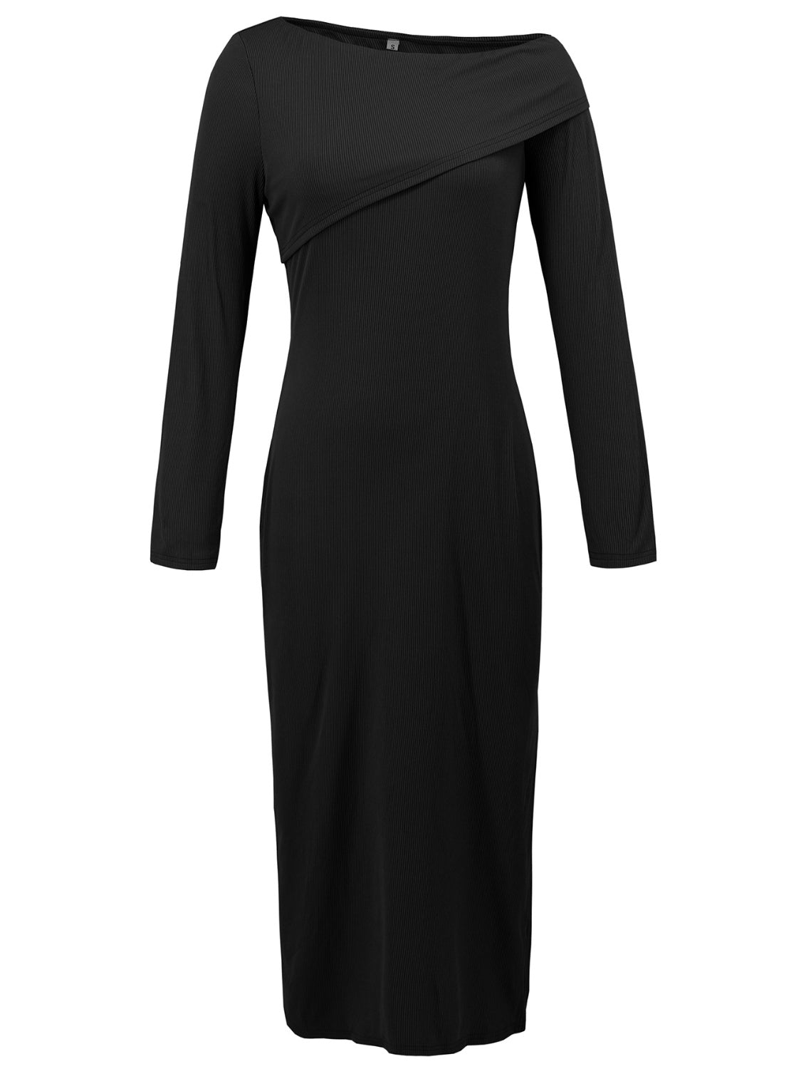 Slit One Shoulder Long Sleeve Dress - Ladyez