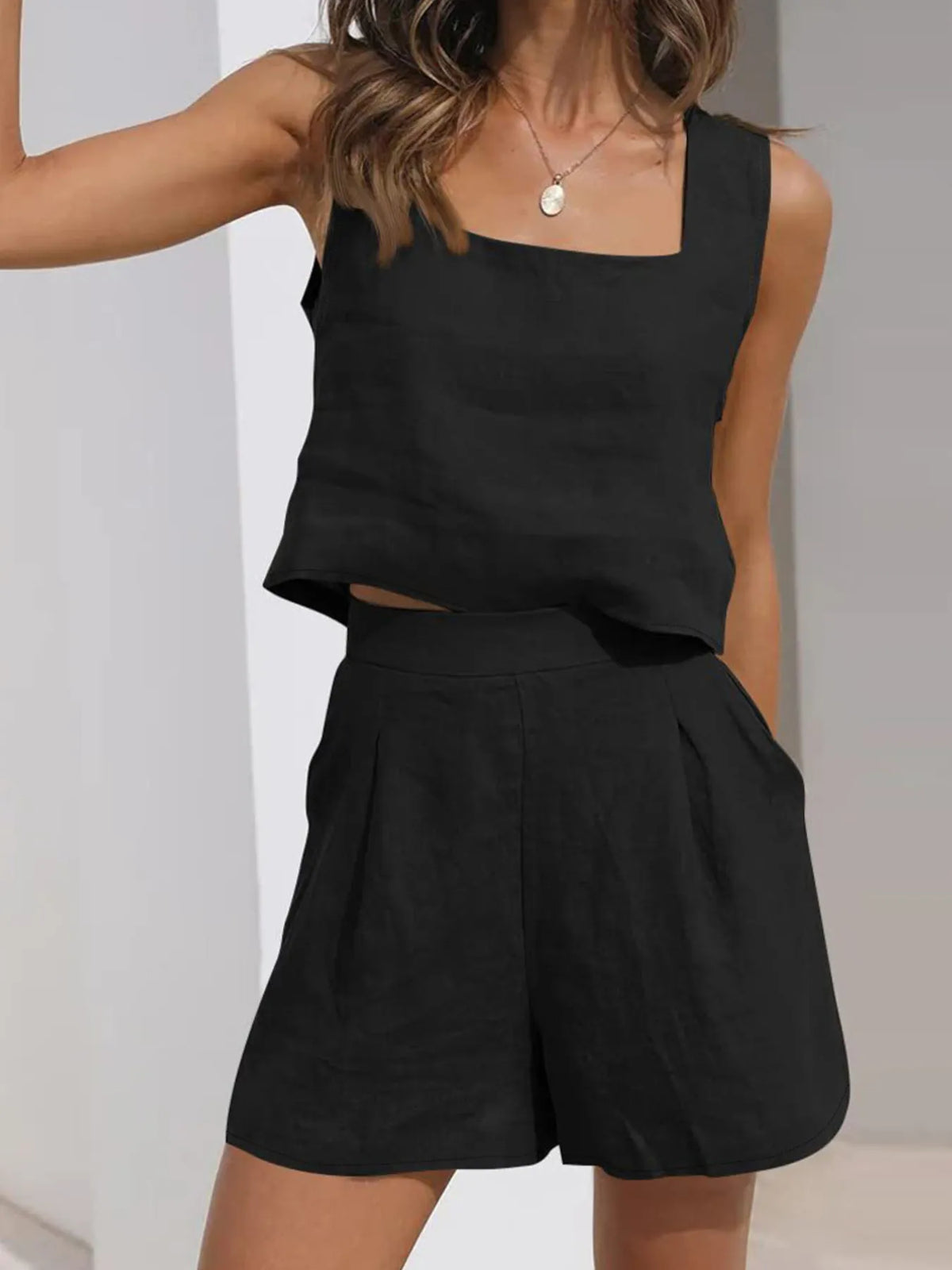 Square Neck Tank and Shorts Set